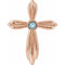 14K Rose Natural Aquamarine Cross Pendant