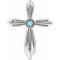 14K White Natural Aquamarine Cross Pendant