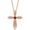 14K Rose Natural Mozambique Garnet Cross 16-18