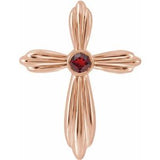 14K Rose Natural Mozambique Garnet Cross Pendant