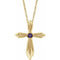 14K Yellow Natural Amethyst Cross 16-18
