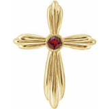 14K Yellow Natural Mozambique Garnet Cross Pendant