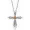 Sterling Silver Natural Citrine Cross 16-18