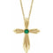 14K Yellow Lab-Grown Emerald Cross 16-18