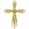 14K Yellow Natural Peridot Cross Pendant