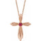 14K Rose Natural Ruby Cross 16-18