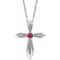 Platinum Natural Ruby Cross 16-18