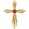 14K Yellow Natural Ruby Cross Pendant