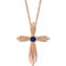 14K Rose Natural Blue Sapphire Cross 16-18