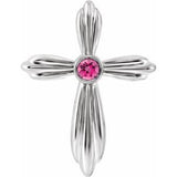 Platinum Natural Pink Tourmaline Cross Pendant