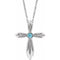 Sterling Silver Natural Blue Zircon Cross 16-18