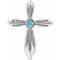 14K White Natural Blue Zircon Cross Pendant