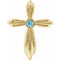 14K Yellow Natural Blue Zircon Cross Pendant