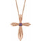 14K Rose Lab-Grown Alexandrite Cross 16-18