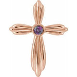 14K Rose Natural Alexandrite Cross Pendant