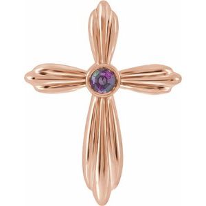 14K Rose Natural Alexandrite Cross Pendant