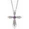 Sterling Silver Lab-Grown Alexandrite Cross 16-18