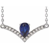 Sterling Silver Natural Blue Sapphire & .06 CTW Natural Diamond 16" Necklace