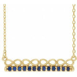 14K Yellow Natural Blue Sapphire Infinity-Inspired Bar 18" Necklace