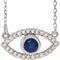 14K White Natural Blue Sapphire & Natural White Sapphire Evil Eye 16
