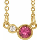 14K Yellow Natural Pink Tourmaline & .02 CTW Natural Diamond 16" Necklace