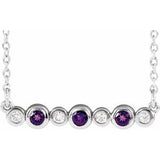 Platinum Natural Amethyst & .08 CTW Natural Diamond Bezel-Set 16-18" Necklace