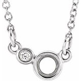 14K White 3 mm Round .02 CTW Natural Diamond Semi-Set 16" Necklace