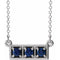 14K White Lab-Grown Blue Sapphire Three-Stone Bar 16-18