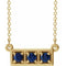 14K Yellow Natural Blue Sapphire Three-Stone Bar 16-18
