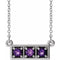 Platinum Natural Amethyst Three-Stone Bar 16-18