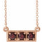 14K Rose Natural Mozambique Garnet Three-Stone Bar 16-18
