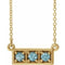 14K Yellow Natural Blue Zircon Three-Stone Bar 16-18