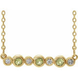 14K Yellow Natural Peridot & .08 CTW Natural Diamond Bezel-Set 16-18" Necklace