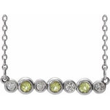 14K White Natural Peridot & .08 CTW Natural Diamond Bezel-Set 16-18" Necklace