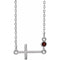 Sterling Silver Natural Mozambique Garnet Sideways Cross 16-18