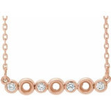 14K Rose .08 CTW Natural Diamond Semi-Set Bezel-Set Bar 16-18" Necklace