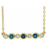 14K Yellow Lab-Grown Alexandrite & .08 CTW Natural Diamond Bezel-Set 16-18" Necklace