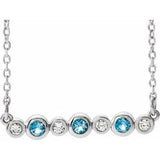 Platinum Natural Aquamarine & .08 CTW Natural Diamond Bezel-Set 16-18" Necklace