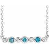 Sterling Silver Natural Blue Zircon & .08 CTW Natural Diamond Bezel-Set 16-18" Necklace