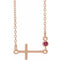 14K Rose Natural Ruby Sideways Cross 16-18