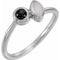 Sterling Silver Natural White Opal & Natural Black Onyx Ring