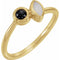 14K Yellow Natural White Opal & Natural Black Onyx Ring