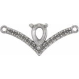 10K White Accented "V" Necklace Center
