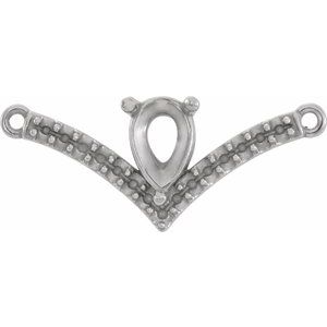 10K White Accented "V" Necklace Center
