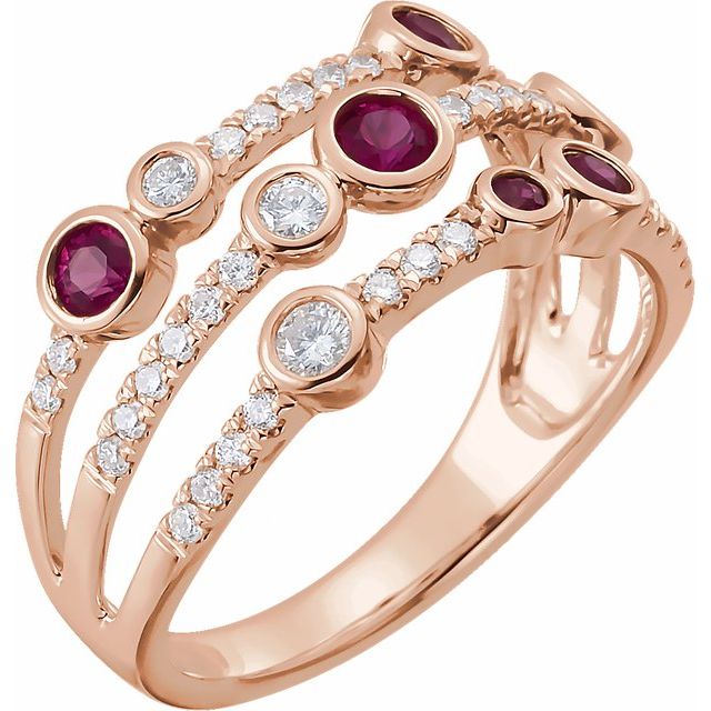14K Rose Ruby & 3/8 CTW Diamond Ring
