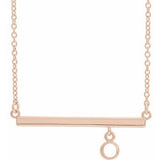 14K Rose 3 mm Round Bezel-Set 16" Bar Necklace Mounting