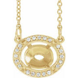 14K Yellow 9x7 mm Oval .04 CTW Natural Diamond Semi-Set 16 1/2" Necklace