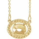 14K Yellow 9x7 mm Oval Halo-Style 16 1/2" Necklace Mounting