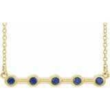 14K Yellow Natural Blue Sapphire Bezel-Set Bar 16" Necklace