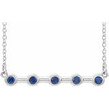 Sterling Silver Lab-Grown Blue Sapphire Bezel-Set Bar 18" Necklace